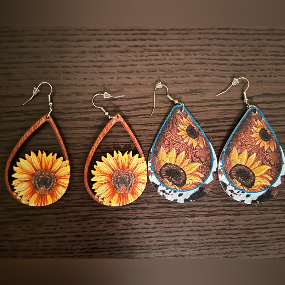Western sunflower earrings. Never worn.